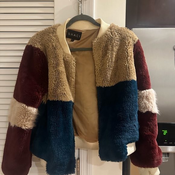 Fuzzy color block coat - Picture 1 of 4
